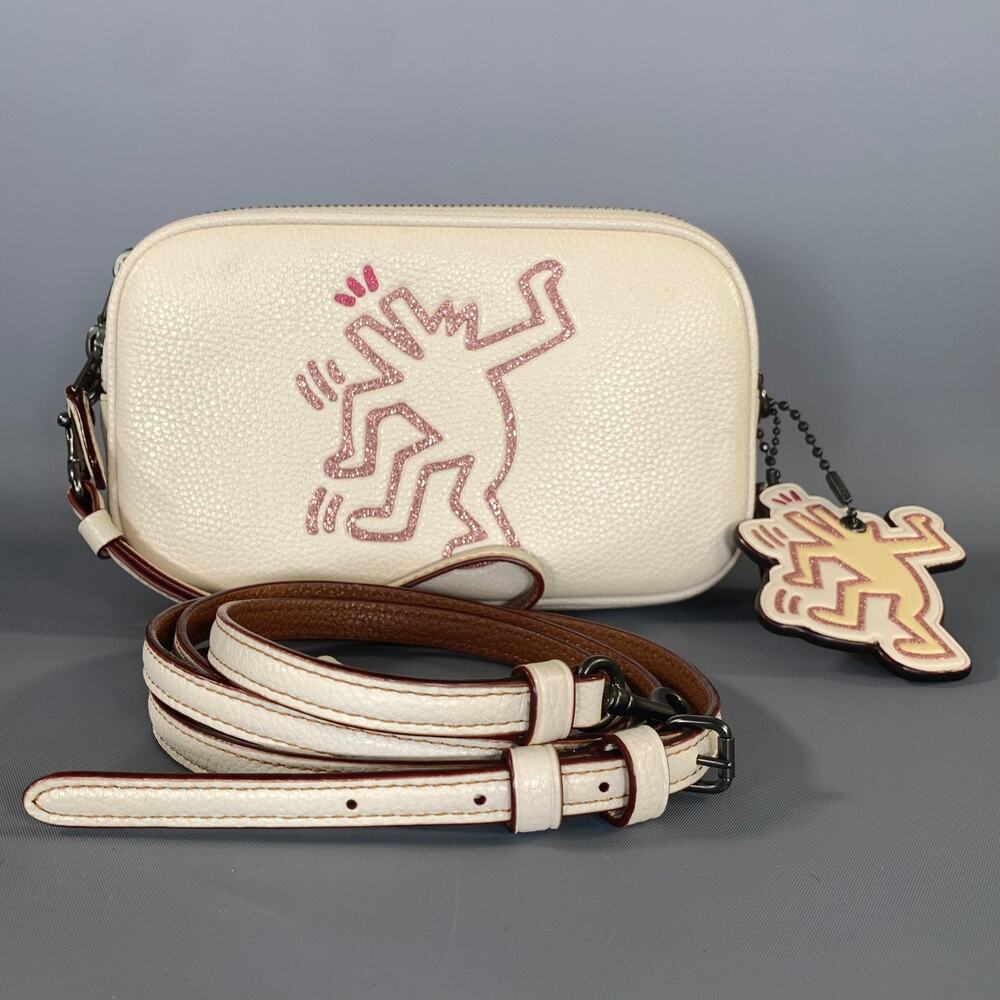 COACH SS2018 Tan Pink Glitter Leather Cross Body Bag